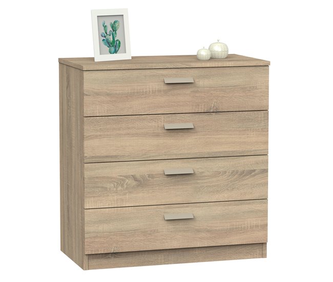 Conforama Briebe Nova Cómoda Dormitorio Cajonera 4 Cajones Sinfonier 78x74x40 cm (Alto x Ancho x Profundo) Madera