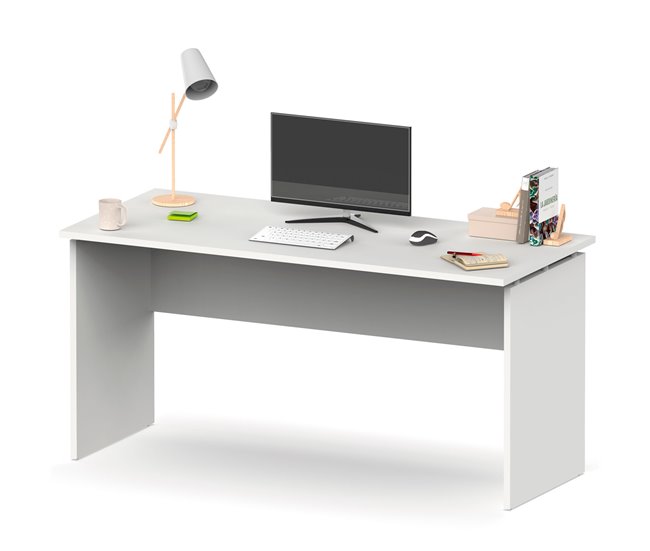 Conforama Briebe Zenith Escritorio Mesa de Ordenador Oficina Estudio 76 x 155 x 68 cm Despacho Habitación Desk Blanco