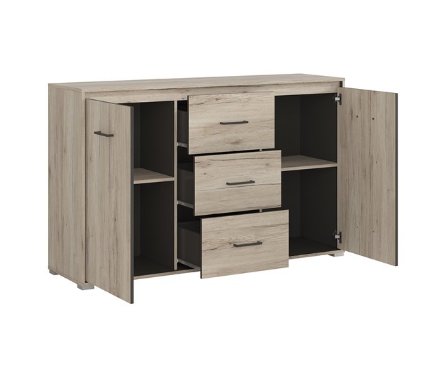 Conforama Bufé 2 Puertas 3 Cajones Abriel Madera Y Antracita