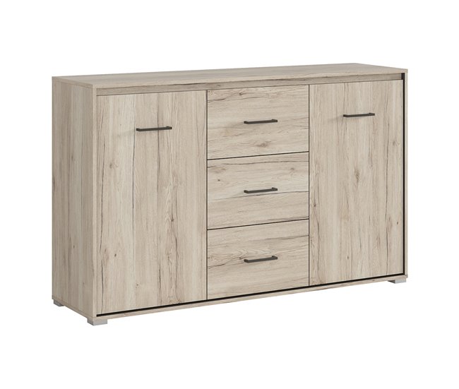 Conforama Bufé 2 puertas 3 cajones Abriel Madera y Antracita