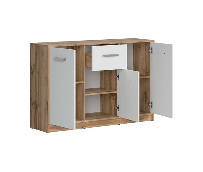 Conforama Bufé 3 Puertas 1 Cajón Cyril Madera Y Blanco