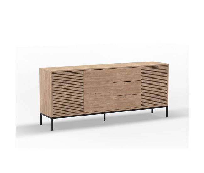 Conforama Buffet 3 Puertas 3 Cajones Y Patas De Metal Ariel - L180 Cm