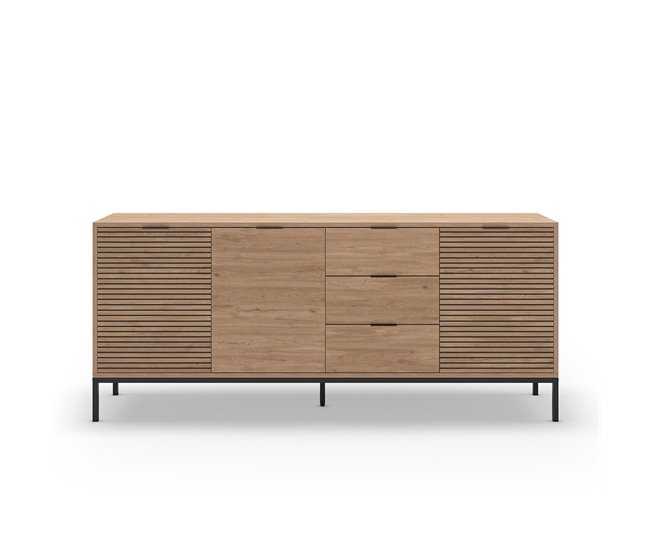 Conforama Buffet 3 puertas 3 cajones y patas de metal Ariel - L180 cm