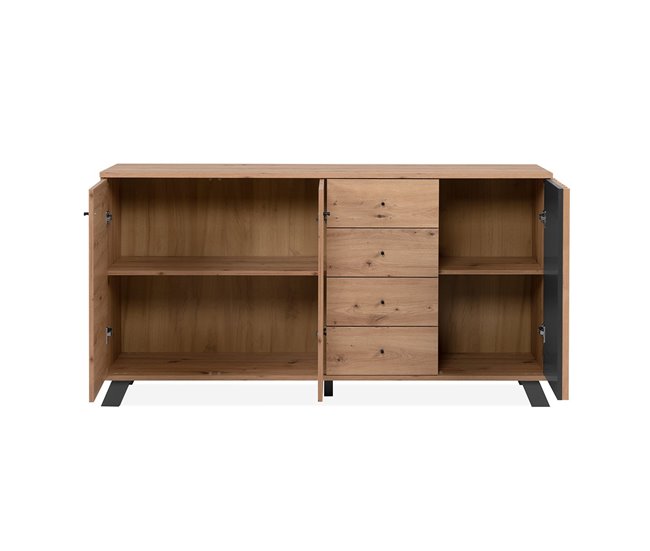 Conforama Buffet 3 Puertas Y 4 Cajones Decoración Roble Artesanal L160 Cm - LUBLIN