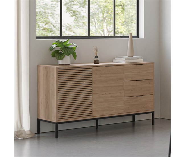 Conforama Buffet 3 Puertas Y Patas De Metal Ariel - L140 Cm