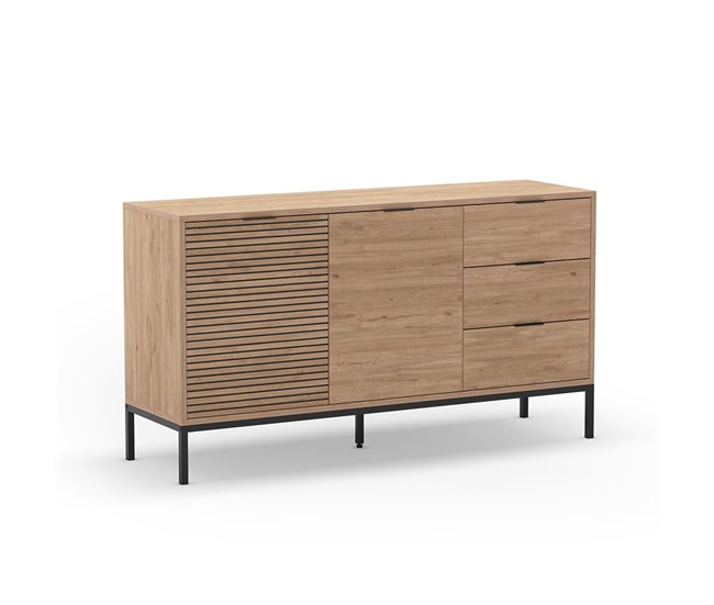 Conforama Buffet 3 Puertas Y Patas De Metal Ariel - L140 Cm