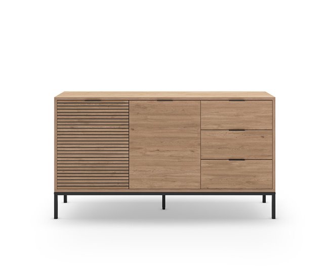 Conforama Buffet 3 puertas y patas de metal Ariel - L140 cm