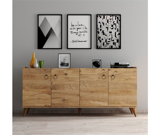 Conforama Buffet 4 Puertas Decoración Pino Atlántico - L180 Cm