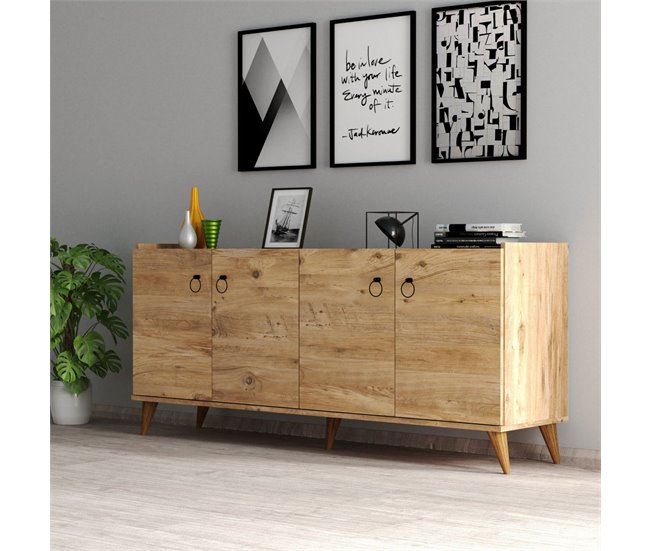 Conforama Buffet 4 Puertas Decoración Pino Atlántico - L180 Cm