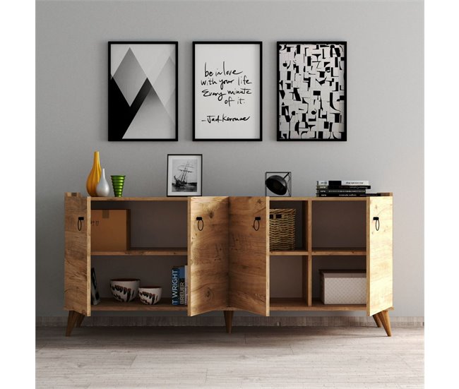 Conforama Buffet 4 Puertas Decoración Pino Atlántico - L180 Cm