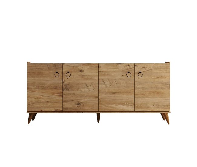 Conforama Buffet 4 puertas decoración pino atlántico - L180 cm