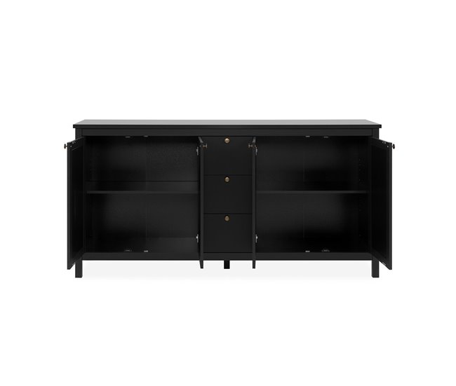 Conforama Buffet 4 Puertas Y 3 Cajones Negro Y Enrejado L180 Cm - KRAKOW
