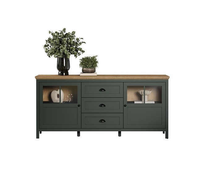 Conforama Buffet Bajo Con Iluminación LED Incluida 2 Puertas Y 3 Cajones L185 Cm - Stanton