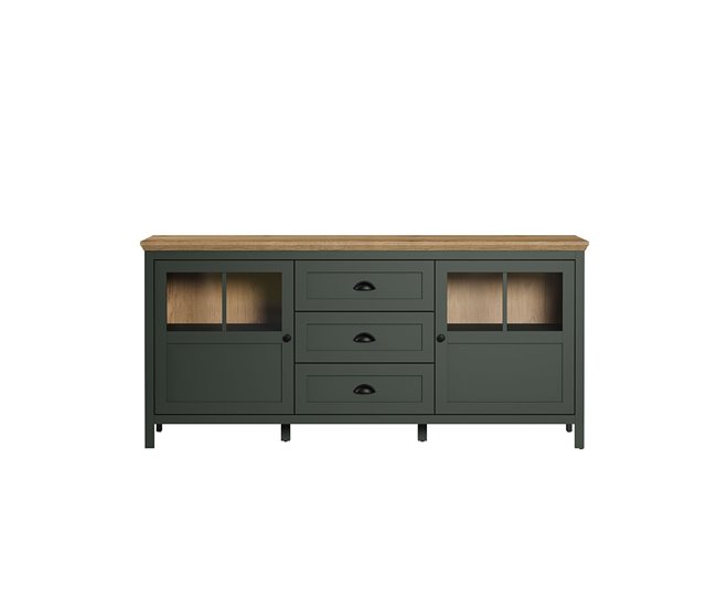 Conforama Buffet bajo con iluminación LED incluida 2 puertas y 3 cajones L185 cm - Stanton