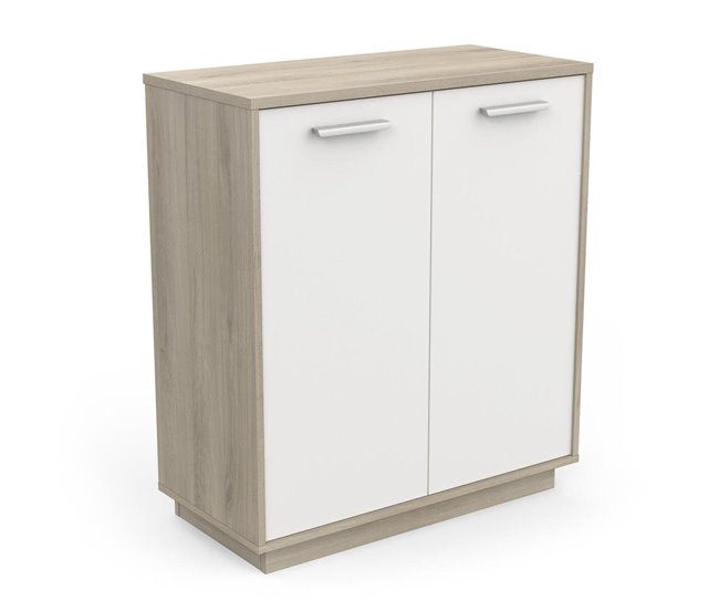 Conforama Buffet Bajo De 2 Puertas Decoración De Madera Y Blanco L78 Cm - Léo