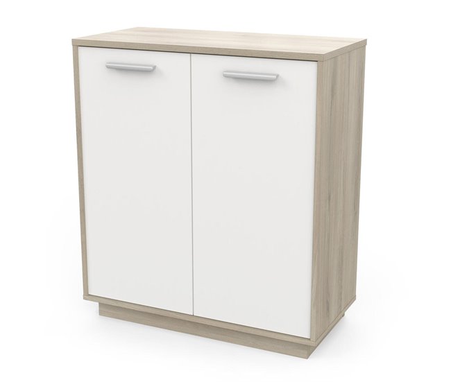 Conforama Buffet Bajo De 2 Puertas Decoración De Madera Y Blanco L78 Cm - Léo