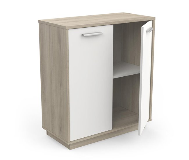 Conforama Buffet Bajo De 2 Puertas Decoración De Madera Y Blanco L78 Cm - Léo