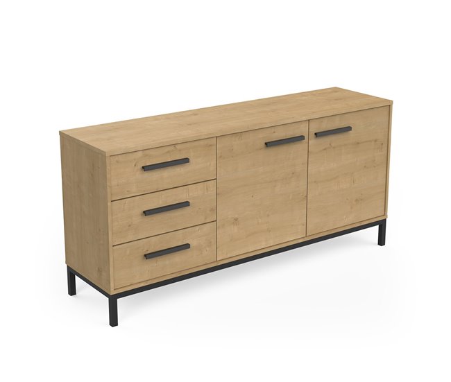 Conforama Buffet Craft 2 Puertas 3 Cajones Decoración Roble - L153 Cm