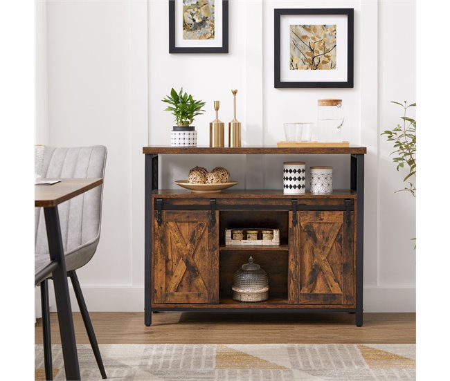 Conforama Buffet Estilo Industrial Con Puertas Corredizas - L100 Cm