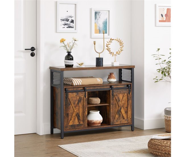 Conforama Buffet Estilo Industrial Con Puertas Corredizas - L100 Cm