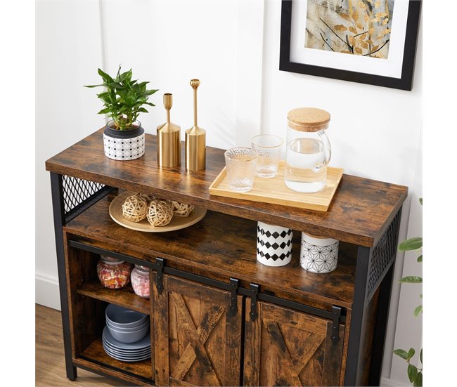 Conforama Buffet Estilo Industrial Con Puertas Corredizas - L100 Cm