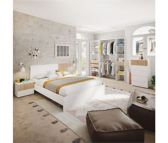 Conforama Cabecero Con Mesitas Nitza Blanco Artik (Blanco Mate) - Natur 166 X 50 X 3 Cm