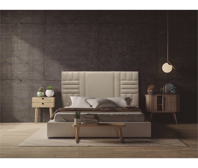 Conforama Cabecero KANSAS Piel Sintética Beige 160x120cm