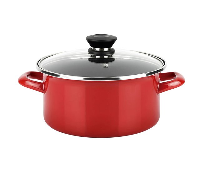 Conforama Cacerola FAGOR Optimax Rojo Acero Esmaltado (Ø 24 x 13 cm)