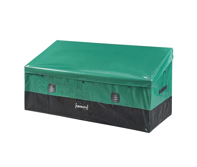Conforama Caja de almacenamiento para exteriores Alanno de 560 L 155x64x75 cm - Verde/Negro [casa.pro]