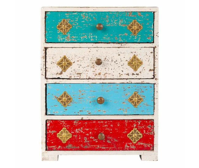 Conforama Caja-Joyero Alexandra House Living Latón Madera De Mango Madera MDF 15 X 28 X 20 Cm