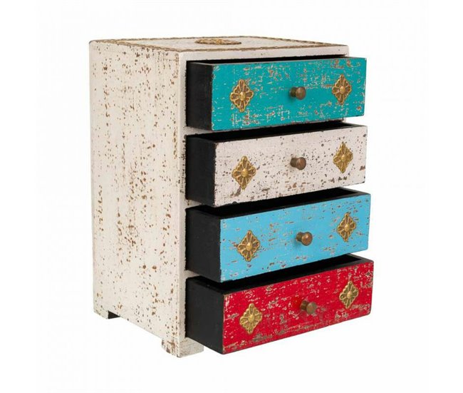 Conforama Caja-Joyero Alexandra House Living Latón Madera De Mango Madera MDF 15 X 28 X 20 Cm