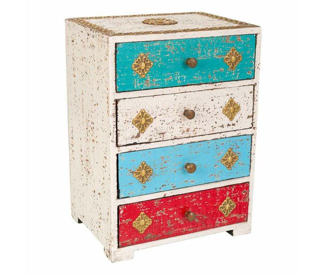 Conforama Caja-Joyero Alexandra House Living Latón Madera de mango Madera MDF 15 x 28 x 20 cm