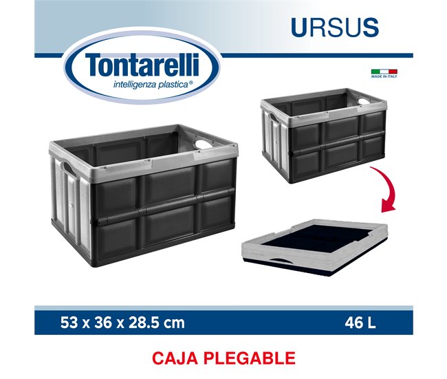 Conforama Caja Plegable Tontarelli 46L Gris Plata Y Negro