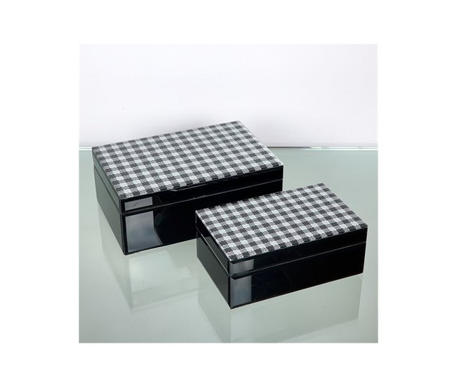 Conforama Cajas Presume De Casa Grace 28*10*18 Negro Y Blanco Cristal