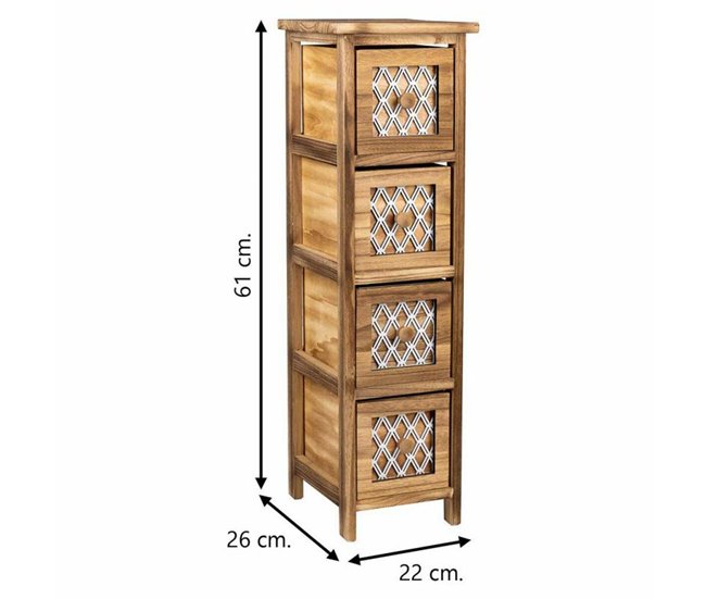 Conforama Cajonera Alexandra House Living Marrón Madera Madera De Paulonia 26 X 61 X 22 Cm