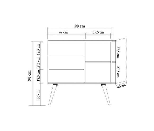 Conforama Cajonera Dferrett Cómoda Multiusos Cómoda De Dormitorio Gabinete Con Cajones 90x40h90 Cm Roble