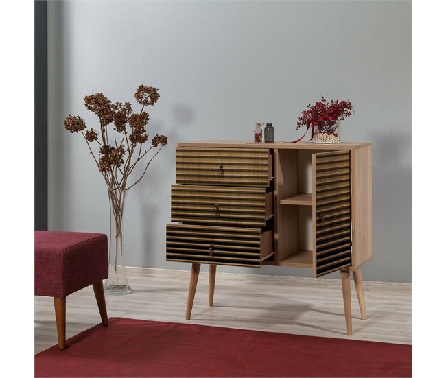 Conforama Cajonera Dferrett Cómoda Multiusos Cómoda De Dormitorio Gabinete Con Cajones 90x40h90 Cm Roble