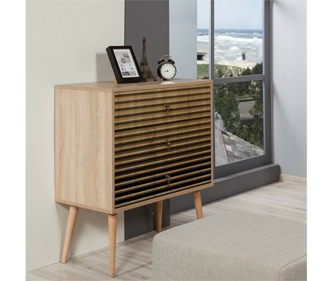 Conforama Cajonera Dparigin Cómoda Multiusos Cómoda De Dormitorio Gabinete Con Cajones 80x40h90 Cm Roble