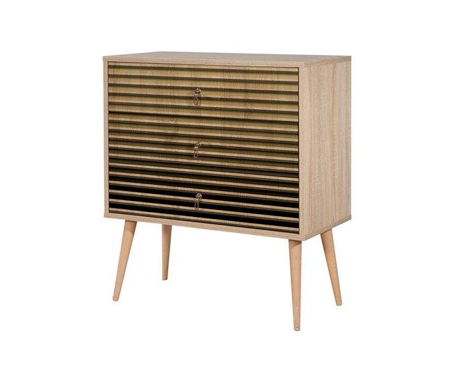 Conforama Cajonera Dparigin Cómoda multiusos Cómoda de dormitorio Gabinete con cajones 80x40h90 cm Roble