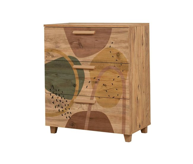 Conforama Cajonera Dpetruzz Cómoda multiusos Cómoda de dormitorio Gabinete con cajones 80x43h95 cm Roble