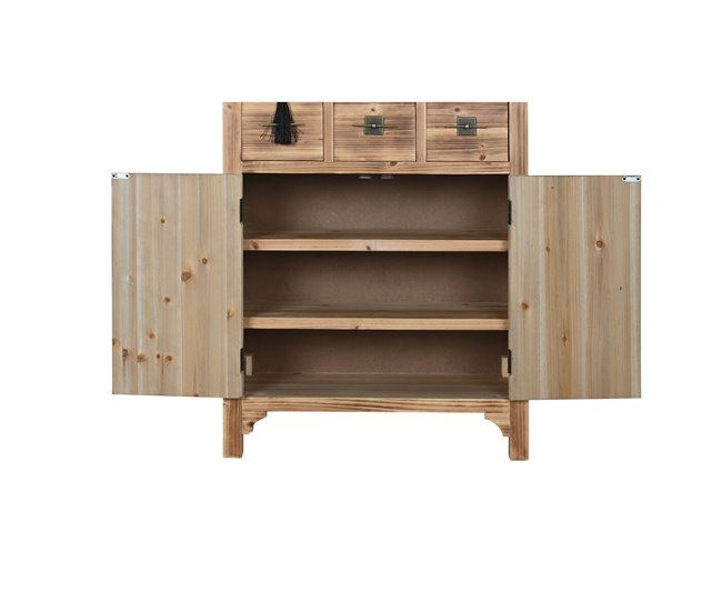 Conforama Cajonera Home ESPRIT Negro Natural Abeto Madera MDF Oriental 63 X 27 X 101 Cm