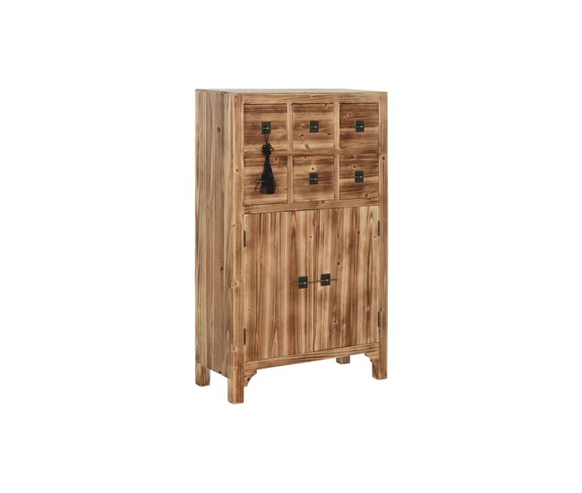 Conforama Cajonera Home ESPRIT Negro Natural Abeto Madera MDF Oriental 63 x 27 x 101 cm
