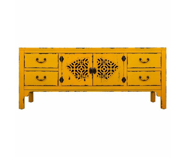 Conforama Cajonera Multiusos Alexandra House Living Amarillo Madera De Abeto Madera MDF 40 X 50 X 120 Cm