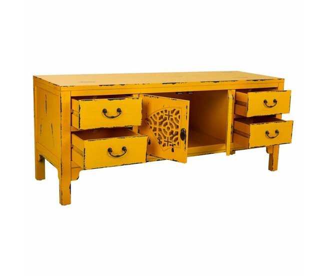 Conforama Cajonera Multiusos Alexandra House Living Amarillo Madera De Abeto Madera MDF 40 X 50 X 120 Cm