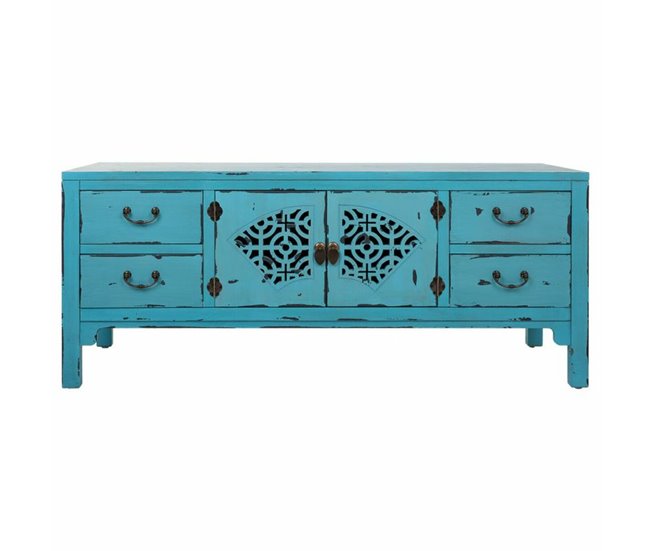 Conforama Cajonera Multiusos Alexandra House Living Azul Madera De Abeto Madera MDF 40 X 50 X 120 Cm