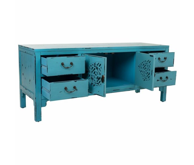 Conforama Cajonera Multiusos Alexandra House Living Azul Madera De Abeto Madera MDF 40 X 50 X 120 Cm