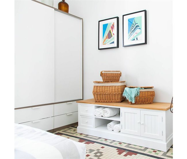 Conforama Cajonera Multiusos Alexandra House Living Blanco Natural Madera De Paulonia Madera MDF 45 X 50 X 150 Cm