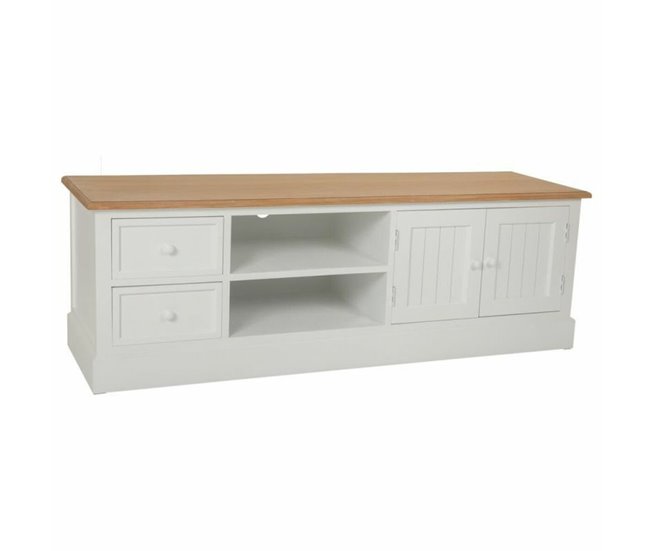 Conforama Cajonera multiusos Alexandra House Living Blanco Natural Madera de Paulonia Madera MDF 45 x 50 x 150 cm