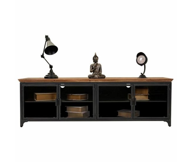 Conforama Cajonera Multiusos Alexandra House Living Marrón Gris Madera Metal Vidrio 41 X 50 X 161 Cm