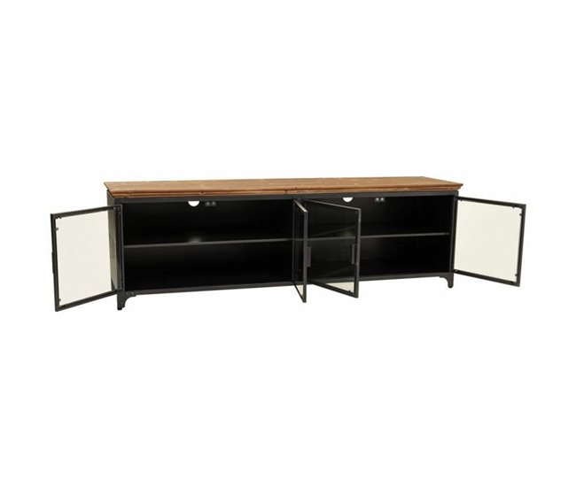 Conforama Cajonera Multiusos Alexandra House Living Marrón Gris Madera Metal Vidrio 41 X 50 X 161 Cm